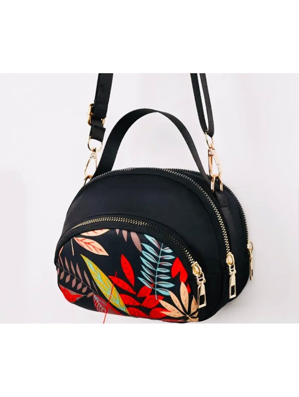 New - Fun ! Retro Inspired Colorful Leaf Print Mini Backpack /Crossbody Bag